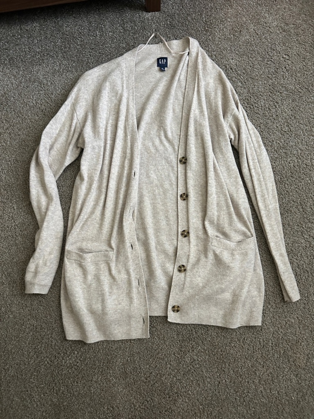 GAP Women’s Cream/Taupe Button-Front Cardigan Duster